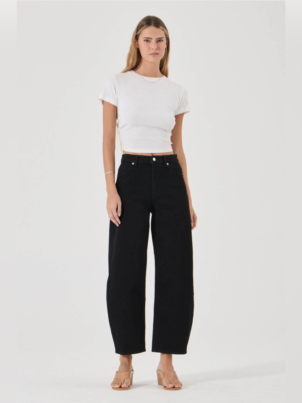 NEW Rolla's Gigi Barrel Curved Leg Jeans in Forever Black Size 27